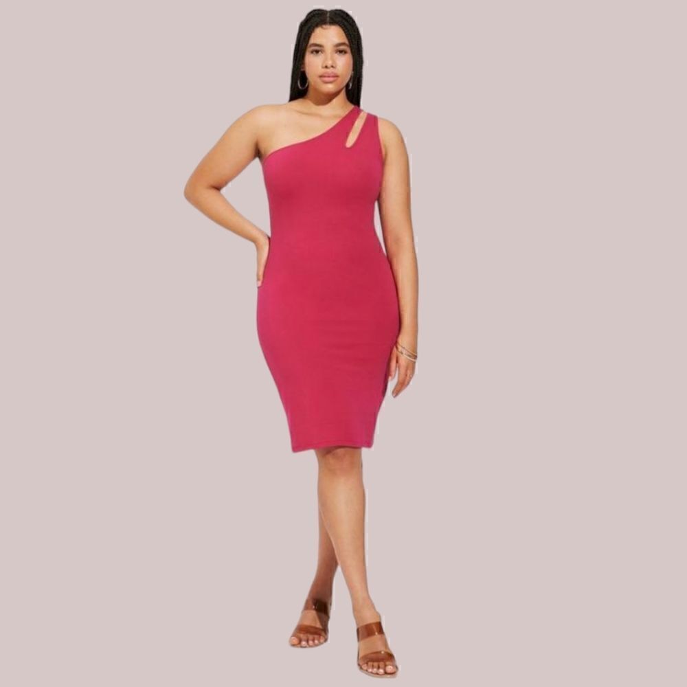4X 26W Torrid Red Mini Dress Foxy One Shoulder Bodycon Stretch Classic Cherry